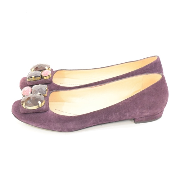 kate spade Shoes - Kate Spade Purple Suede Jewel-Toe Flats